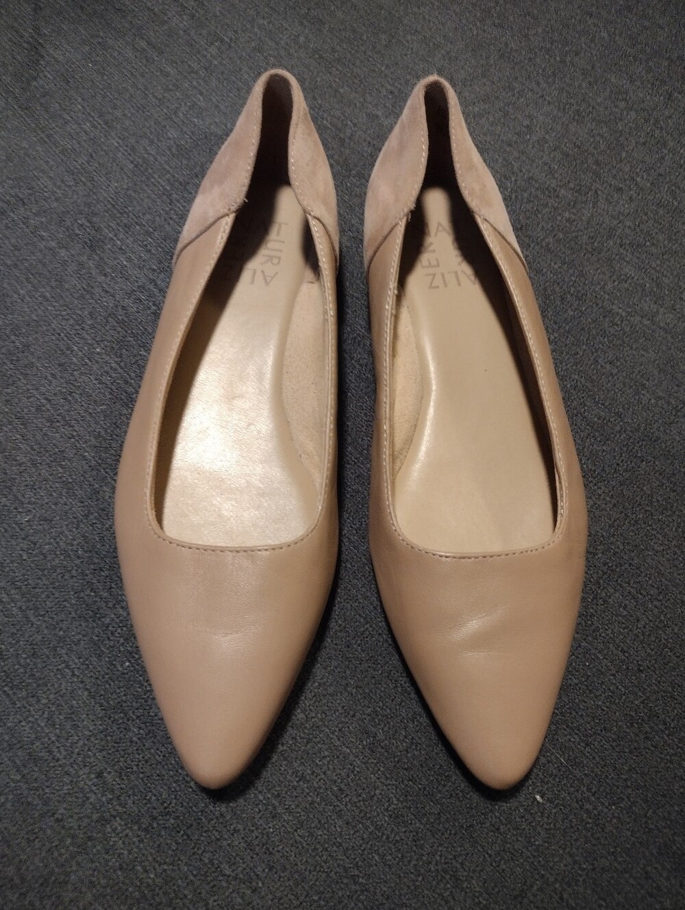 Naturalizer Rayna Ballet Flats Tan Nude Leather Suede Pointed Toe